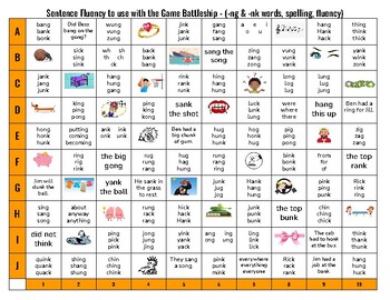 Preview of -ng -nk Decoding/Encoding/Fluency for Battleship