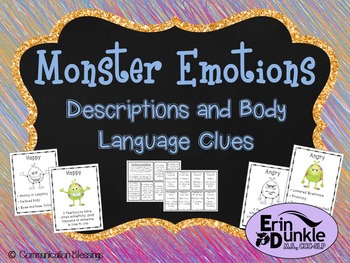 Preview of Monster Feelings and Emotions Descriptions and Body Language Cues