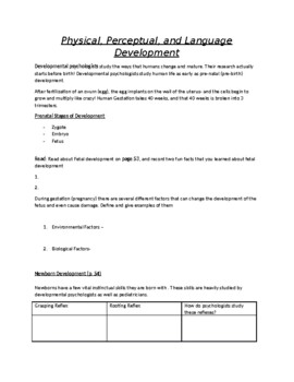 Preview of (on level) Developmental Psychology- Infant Development Guided Notes Packet