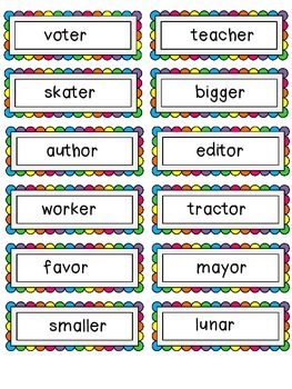 -or, -ar, and -er Word Work by Over the Rainbow | TpT