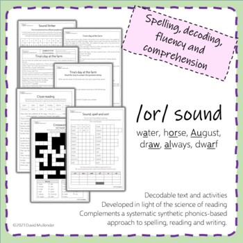 Preview of 'or' phoneme pack - spelling, decoding, fluency and comprehension pack