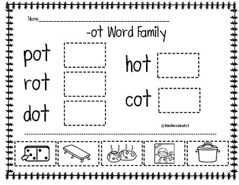 ot word family cut paste by kindercounts1 teachers pay teachers