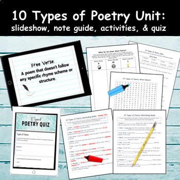 Preview of 10 Types of Poetry Unit for Middle School