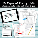 10 Types of Poetry Unit for Middle School