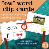 "ow" Word Clip Cards
