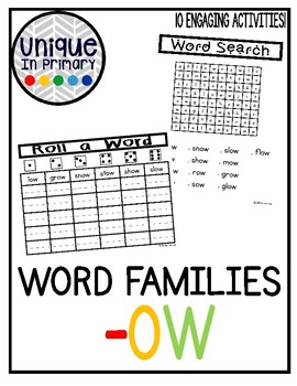 Preview of -ow Word Family Pack NO PREP