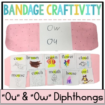 Preview of Ow & Ou Vowel Diphthong Word Work Bandage Craft and Activity