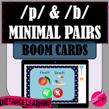 Preview of /p/ & /b/ Minimal Pairs - Voicing BOOM Cards for Distance Learning