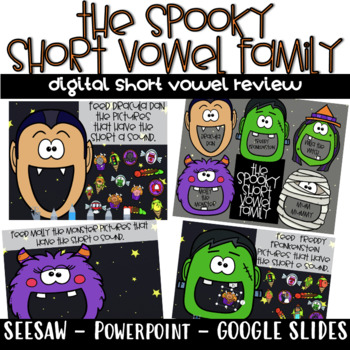 Preview of DIGITAL Spooky Short Vowels- SEESAW- PowerPoint- GoogleSlides