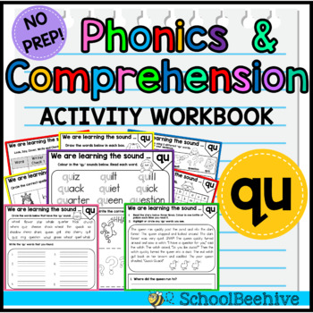 Preview of 'qu' Phonics and Reading Comprehension Worksheets