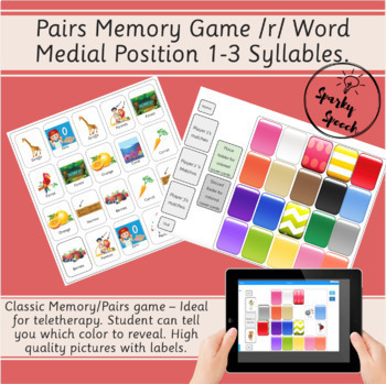 Preview of /r/ Articulation Word Medial Position Best Memory Pairs Game - Boom Card