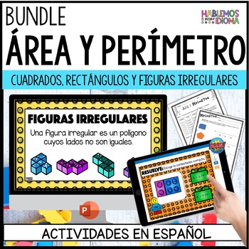 Preview of Área y perímetro digital e imprimible | Area and perimeter SPANISH BUNDLE