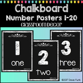 Classroom Decor Chalkboard Number Posters 1-20