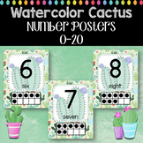 Classroom Decor Watercolor Cactus Classroom Number Posters 0-20