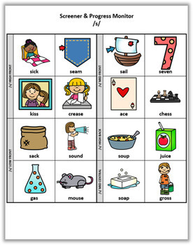 FREE: /s/ Articulation Screener & Progress Monitor by Platypus Learning