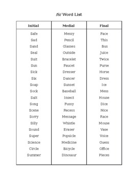 Medial S Words Worksheets Teaching Resources Tpt