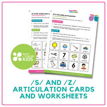 Preview of /s/ and /z/ Articulation Cards and Worksheets - For Speech Therapy