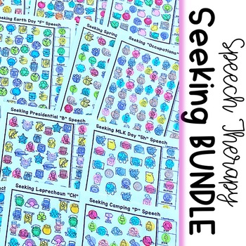 Preview of Speech Therapy Seeking Activity BUNDLE for Articulation | No prep Worksheets