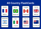 ♥ set of 40 Country name and flag FlashCards ♥