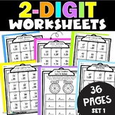 2 Digit Addition Subtraction with & without Regrouping Worksheets 2nd Grade Math