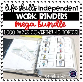 Preview of Life Skills Independent Work Binders for Work Tasks and Centers
