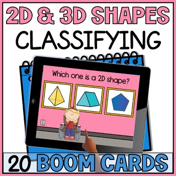 Preview of 2D and 3D Shapes -  Identifying and Classifying Flats and Solids Boom Cards