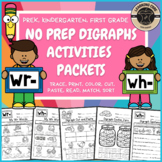 No Prep Wr Wh Digraph Worksheets and Activities Packet Pre