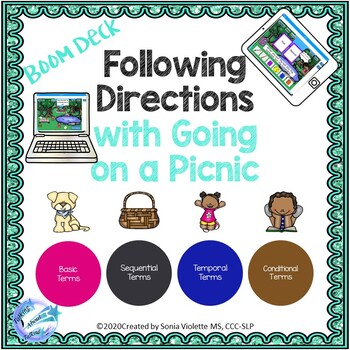 Preview of Picnic Themed-Following Directions Speech Therapy -Boom Cards