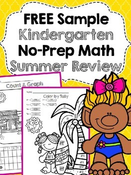 Preview of Free Sample of Kindergarten No Prep Summer Math Review