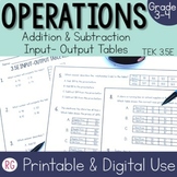 Addition and Subtraction Input Output Tables Word Problems