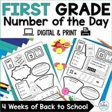 Back to School Number of the Day First Grade Math Place Va