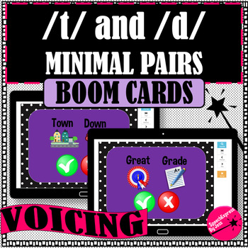 Preview of /t/ & /d/ Minimal Pairs - Voicing BOOM Cards for Distance Learning