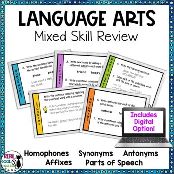 Preview of Grammar Review Task Cards - ELA Language Skills with Sentence Writing Practice