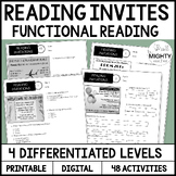 Functional,  Life Skills Reading Invitations, Special Ed E