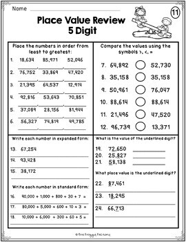 place value worksheets 5 digit place value by the froggy factory