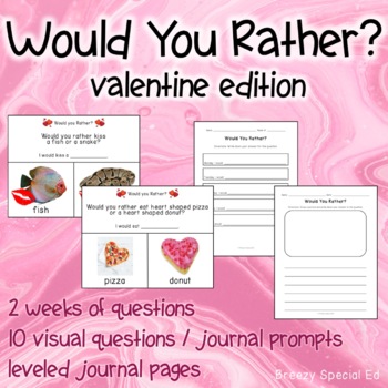 Preview of Would You Rather? Valentine Visual Question of the Day Prompts for Special Ed