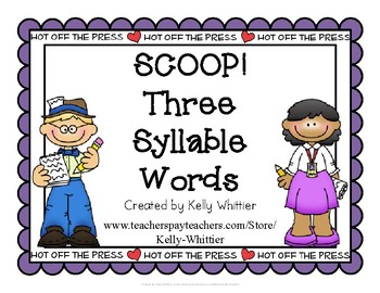 Preview of SCOOP! Three Syllable Words Card Game 