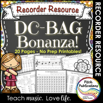Preview of Recorder Resource: DC-BAG Bonanza - 20 Page No-Prep Recorder worksheets!