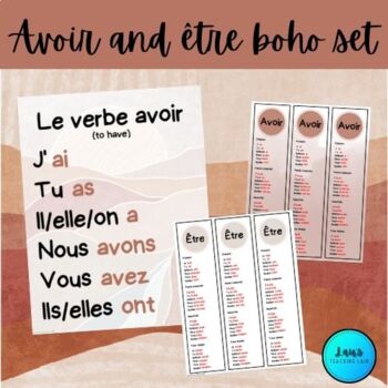 Preview of Être and Avoir Boho Poster and Bookmark Set