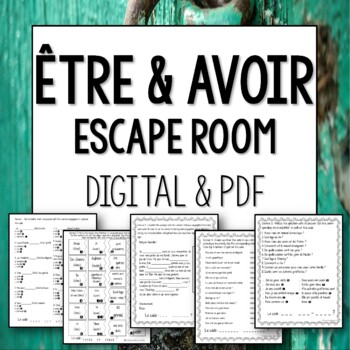 Preview of Être and avoir Escape Room French Novice Verbs