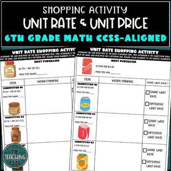 Preview of Unit Rate and Unit Price Practice 6th Grade Math CCSS Aligned