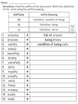 ly ty meaning word suffixes worksheets grade suffix spelling words st subject english vocabulary