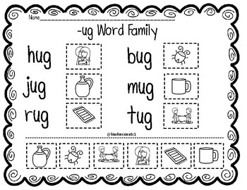 -ug word family cut and paste by KinderCounts1 | TpT