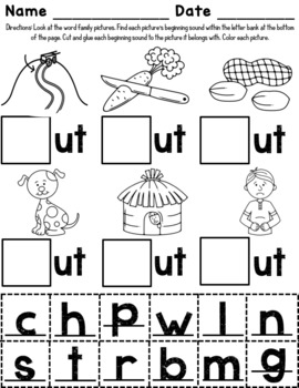-ut Word Family Worksheets by Red Headed Teacher | TpT