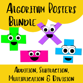 Preview of +, –, x, ÷ Algorithm Posters/Anchor Charts Bundle