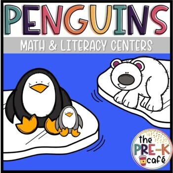 Preview of Penguins Math and Literacy Centers activities | Polar Arctic Zoo Snow | PreK K |