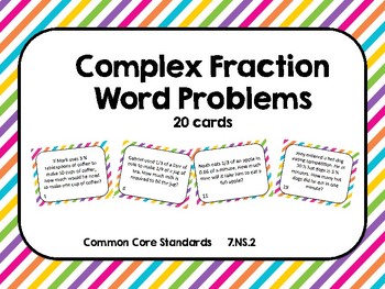 Complex Fraction Word Problem Task Cards