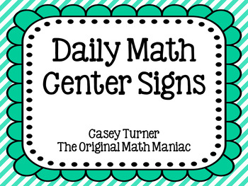 Daily Math Center Signs EDITABLE