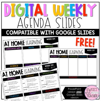 Digital Weekly Agenda Slides Editable Distance Learning