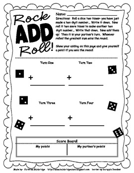 Double Digit Addition Games {Tic-Tac-Toe and a Dice Game- Freebies!}